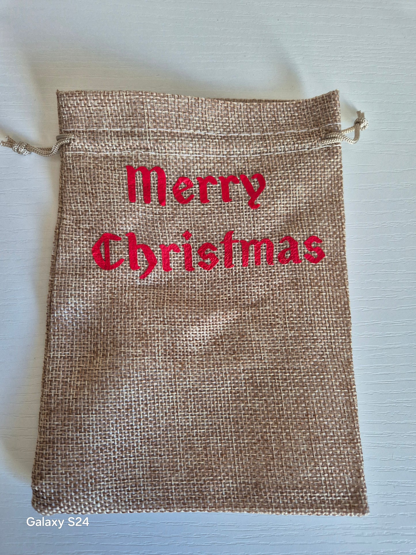 Medium Personalised Hessian Christmas Bag, with Magic Reindeer food and Santa's Key
