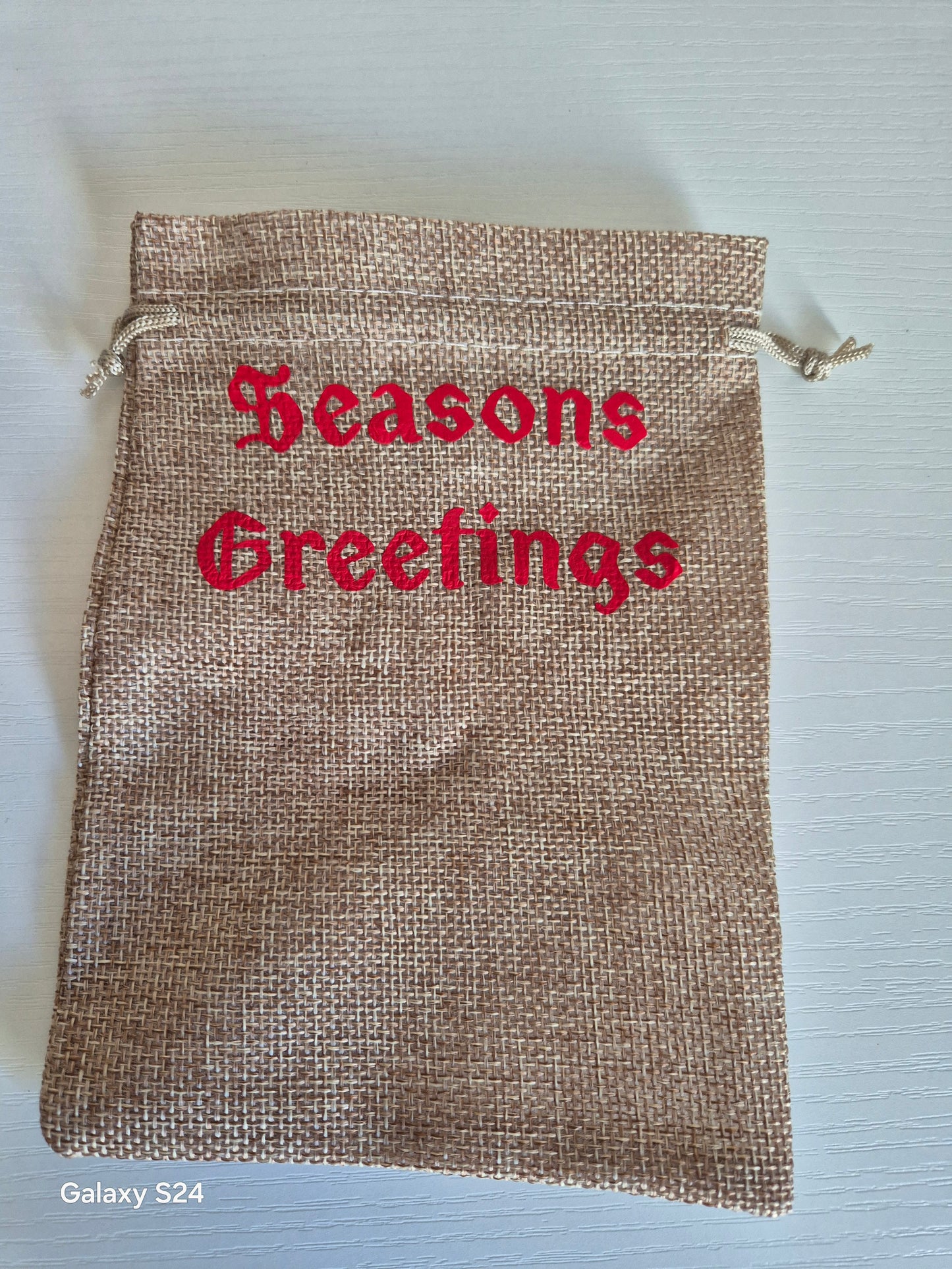 Medium Personalised Hessian Christmas Bag, with Magic Reindeer food and Santa's Key