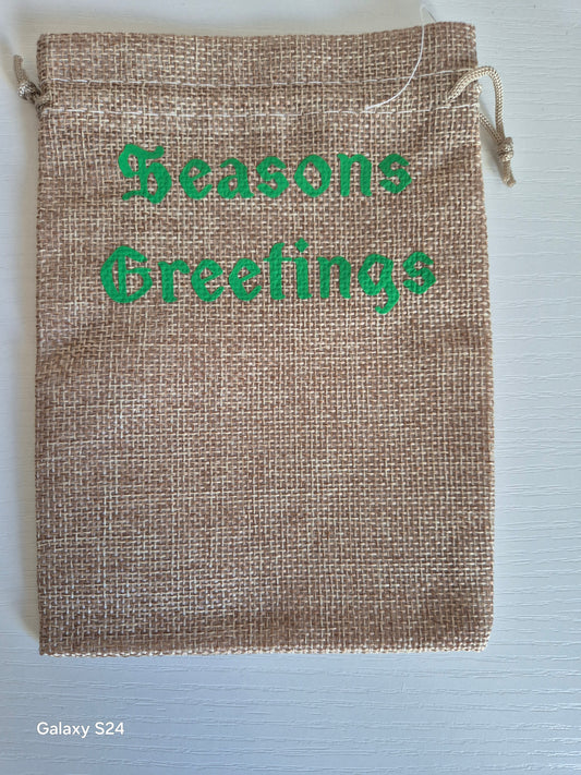 Medium Personalised Hessian Christmas Bag, with Magic Reindeer food and Santa's Key