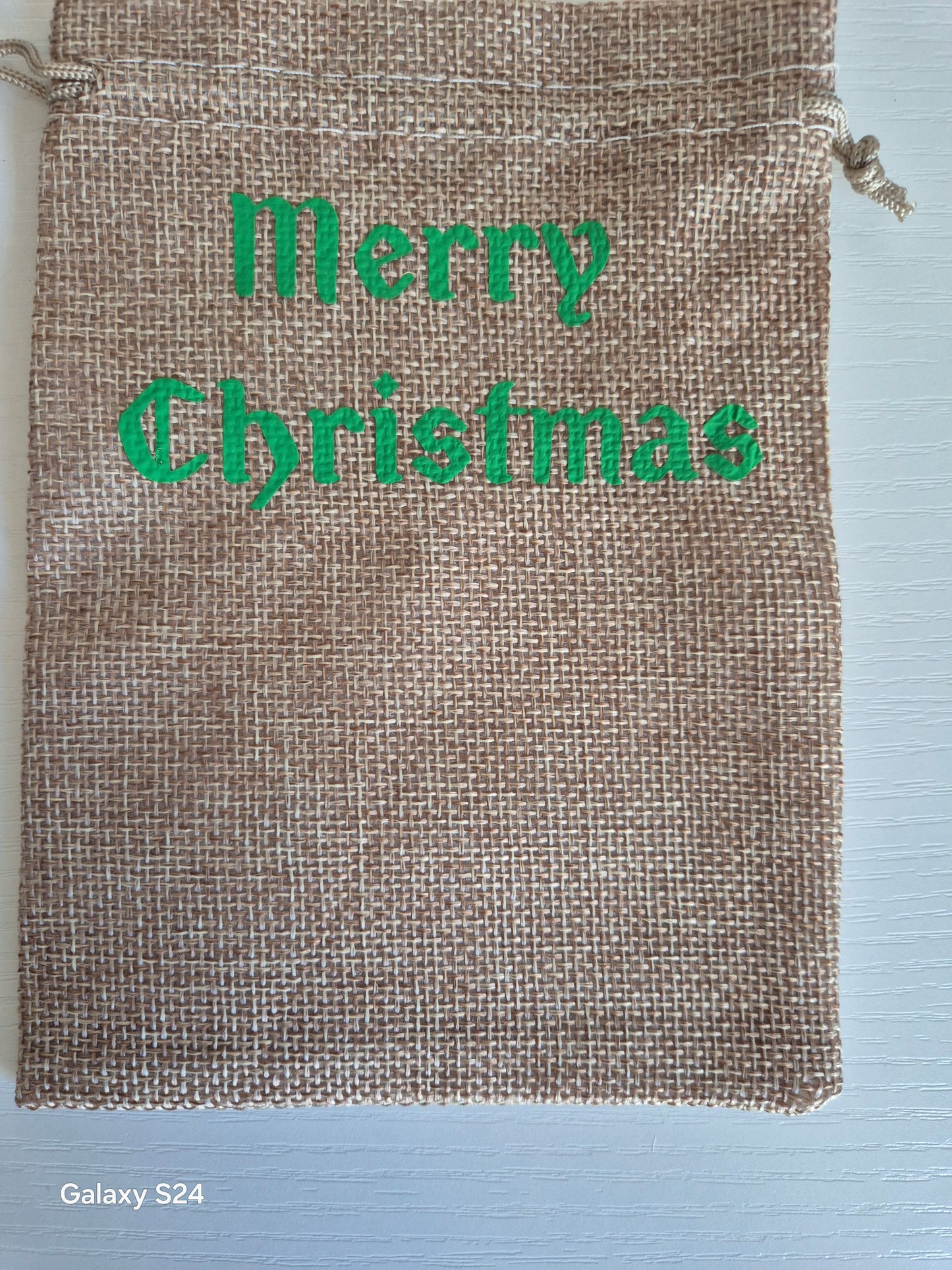 Medium Personalised Hessian Christmas Bag, with Magic Reindeer food and Santa's Key