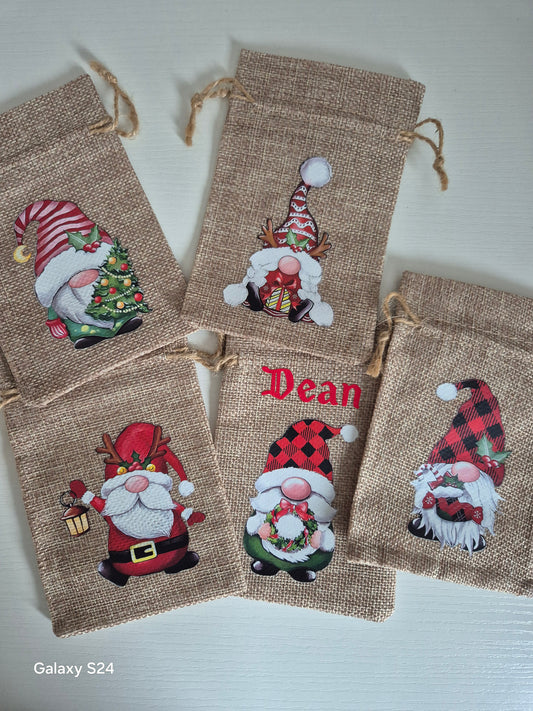 Small Personalised Christmas Hessian Bag