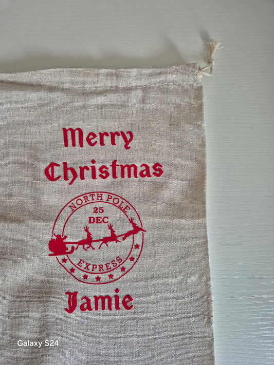 Personalised Large Canvas Christmas Bag