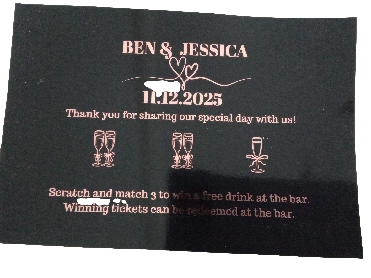 Scratch Off Wedding Favours