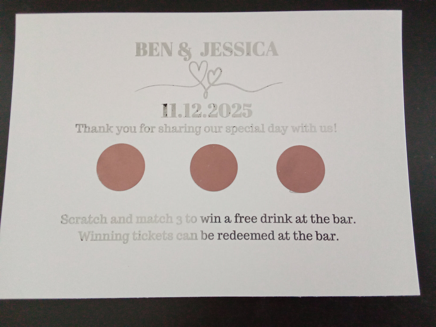 Scratch Off Wedding Favours