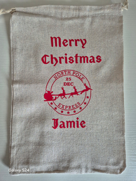 Personalised Large Canvas Christmas Bag