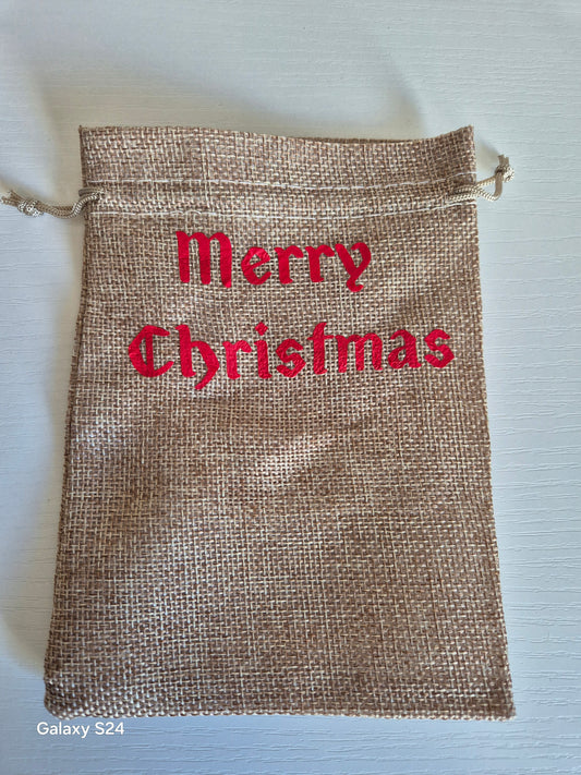 Medium  Personalised Hessian Christmas Bag, with Magic Reindeer food and Santa's Key