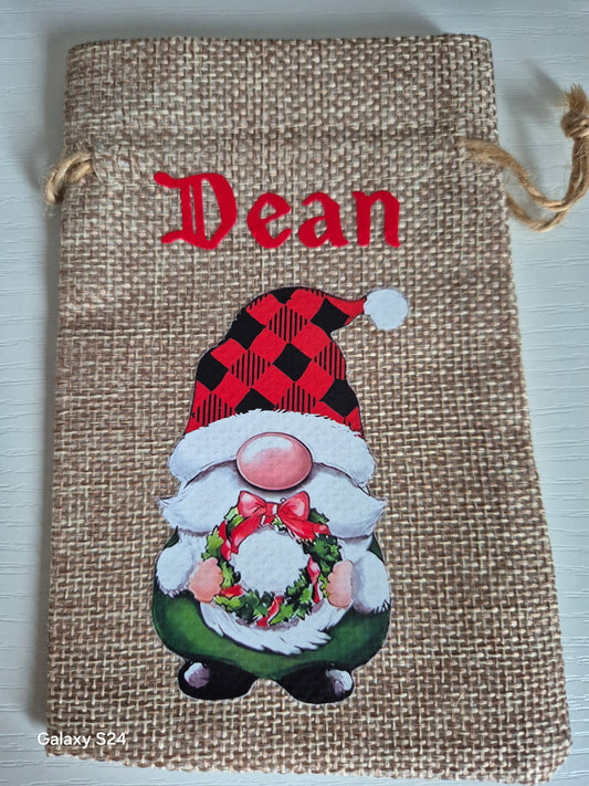 Small Personalised Christmas Hessian Bag